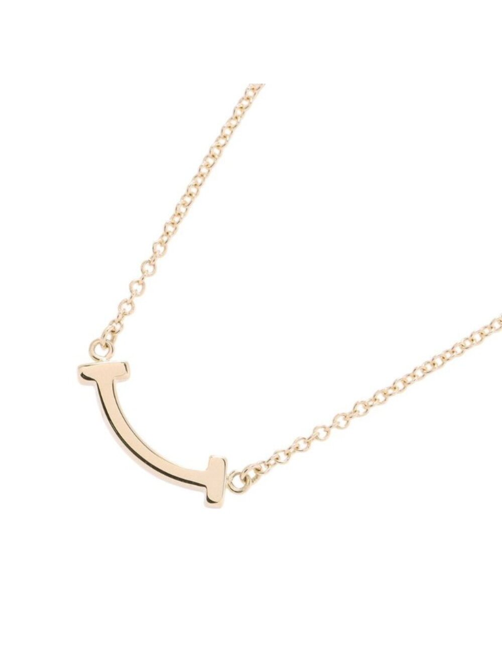 Tiffany & Co Necklace T Smile Pendant Mini 18k Yellow Gold